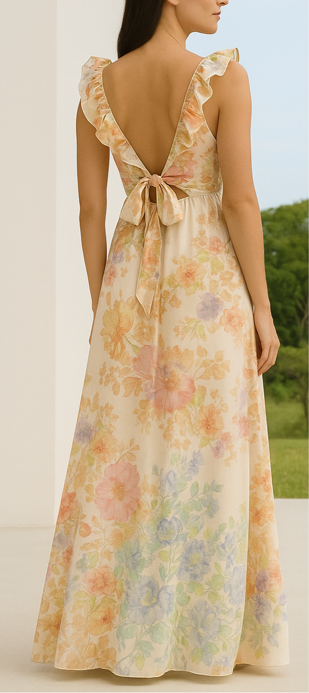 Vestido Boho de Seda Estampado Floral Almaz Colectiva