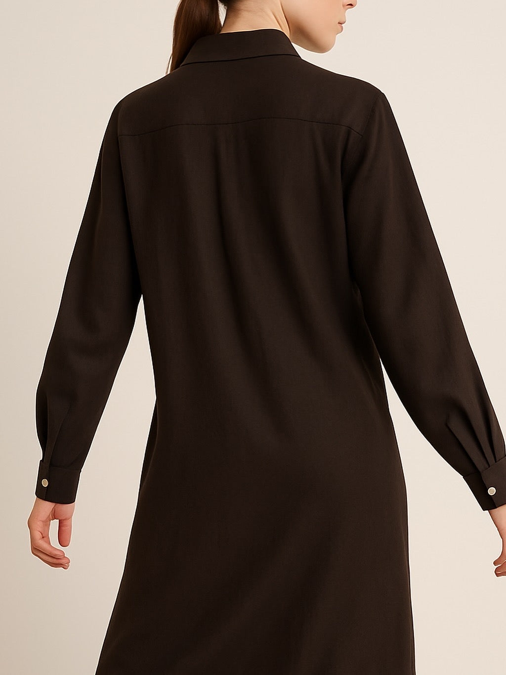 Vestido Camisero Largo Marrón Almaz Colectiva - Elegancia Relajada