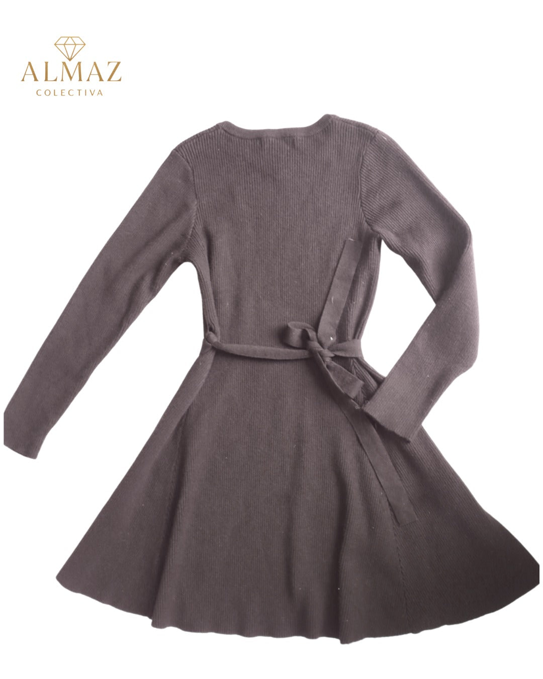 Vestido Suéter Marrón Almaz Colectiva - Elegancia Cálida y Cómoda