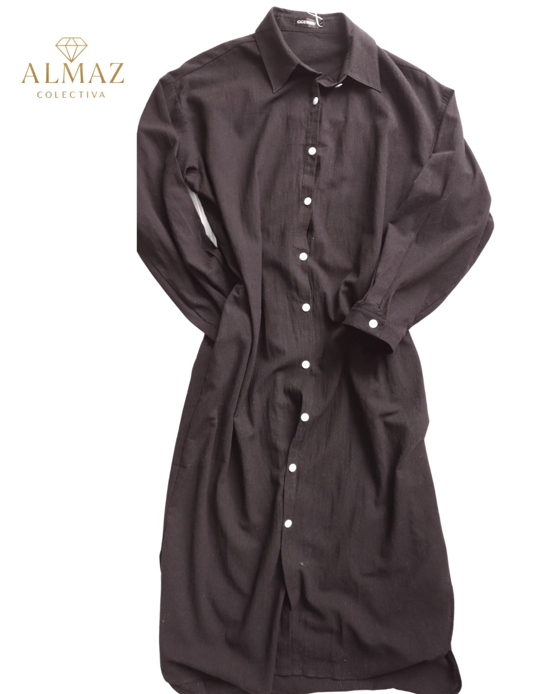 Vestido Camisero Largo Marrón Almaz Colectiva - Elegancia Relajada