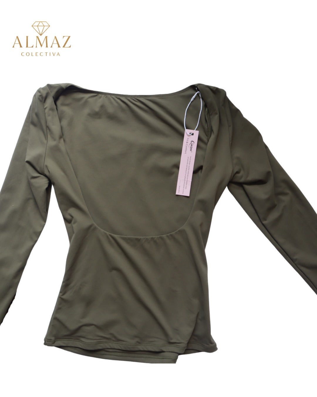 Top Manga Larga Almaz Colectiva - Verde Versátil - Almaz