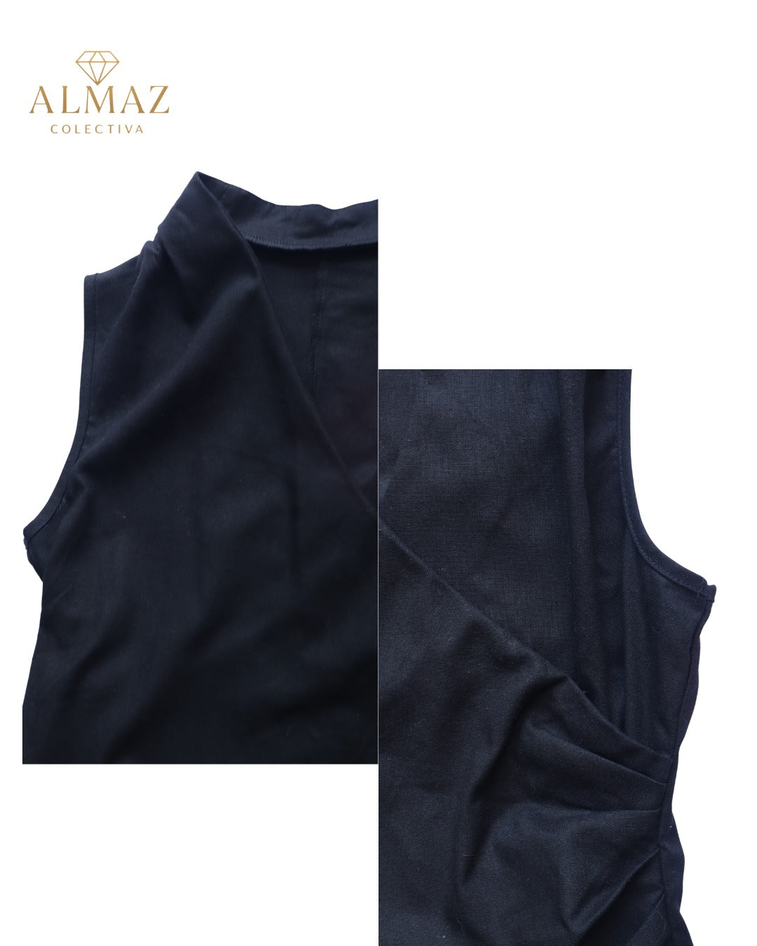 Top Kimono Sin Mangas Almaz Colectiva - Elegancia en Negro - Almaz
