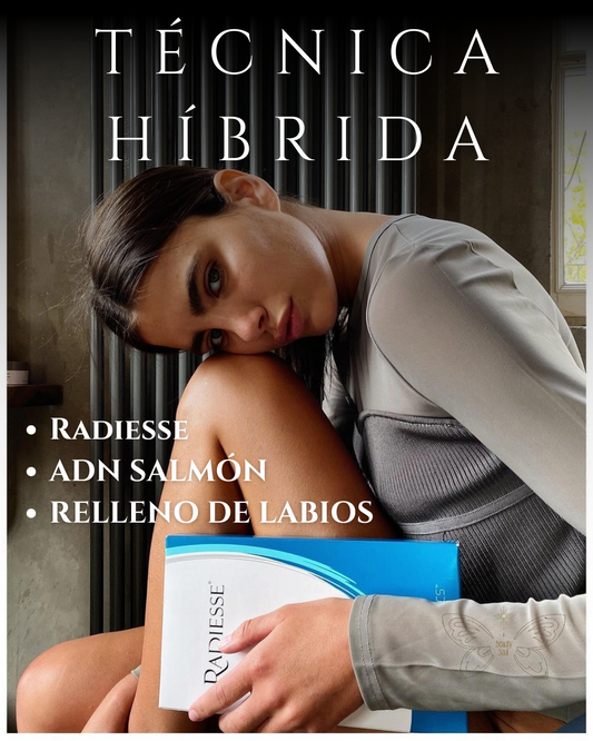 Técnica Híbrida (Radiesse+ ADN de Salmón + relleno de labios con AH)
