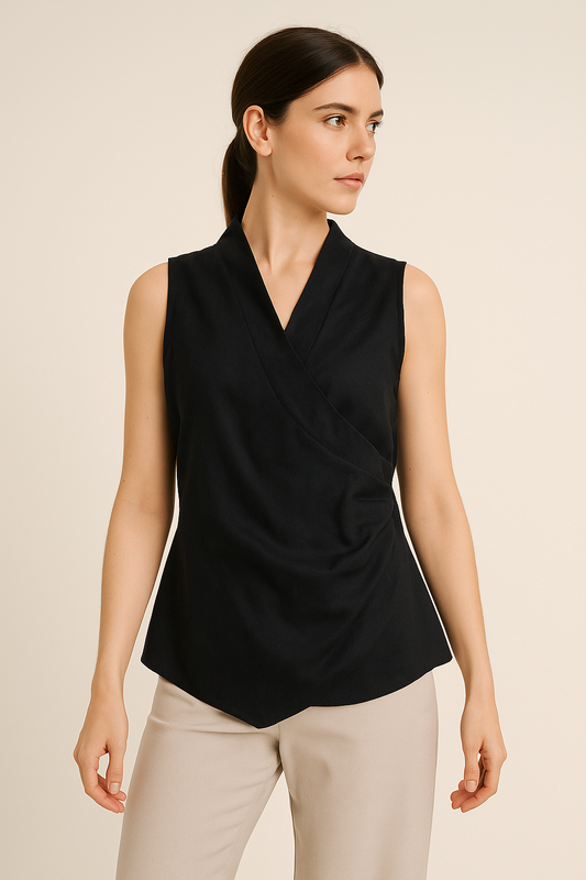 Top Kimono Sin Mangas Almaz Colectiva - Elegancia en Negro - Almaz