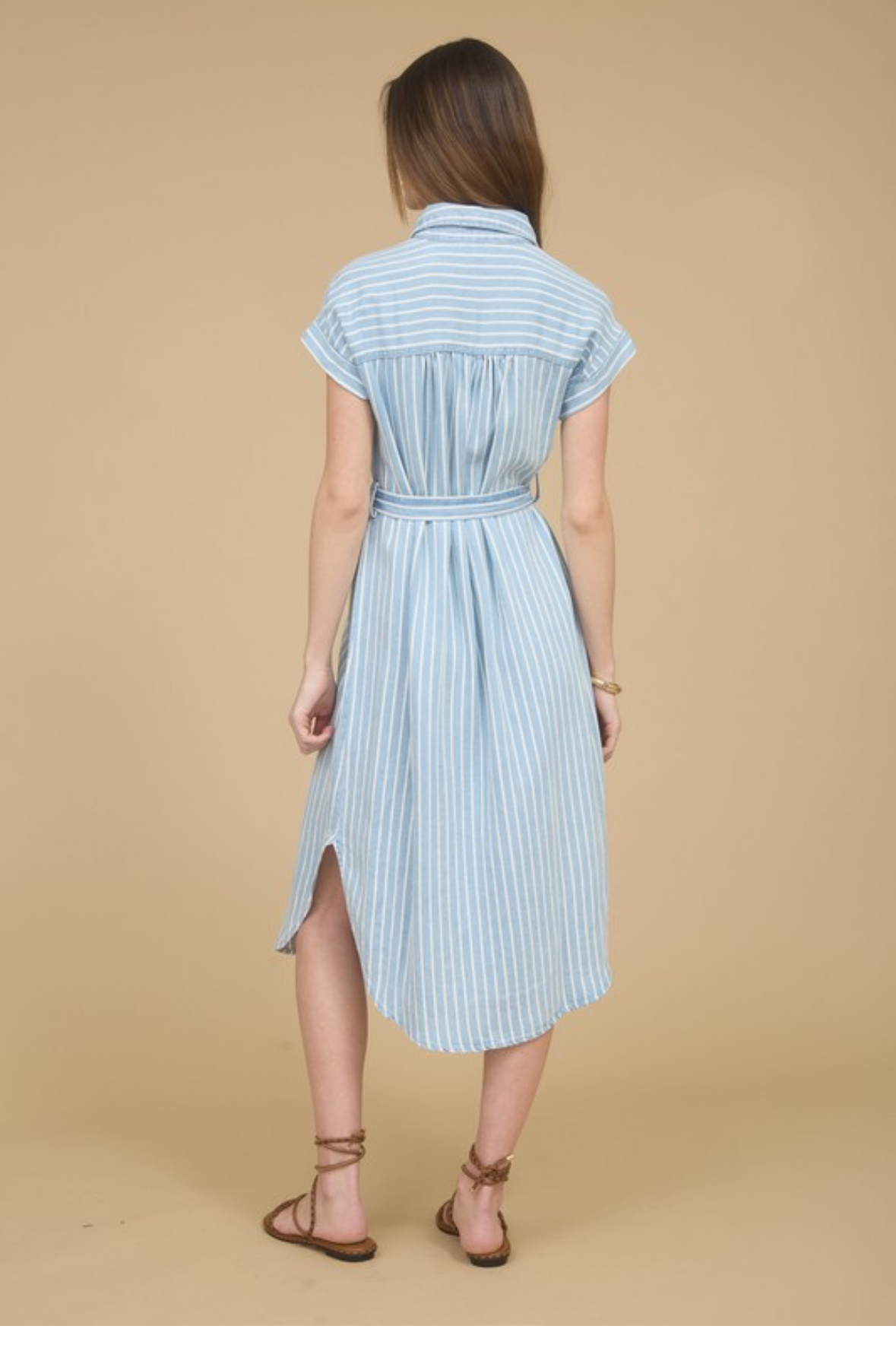 VESTIDO DE RAYAS CELESTE