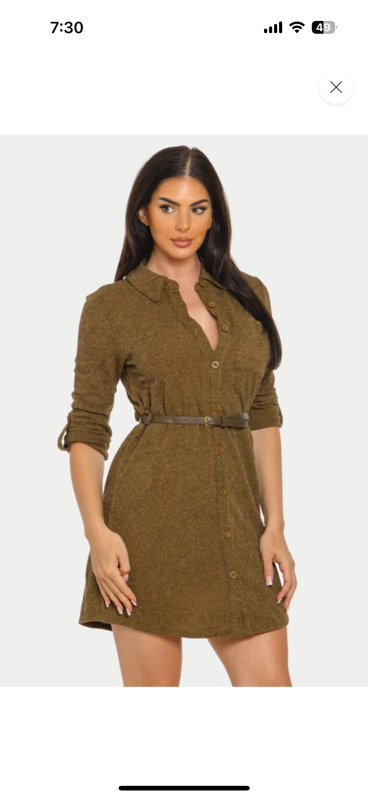 Calienna-Vestido verde oliva corto