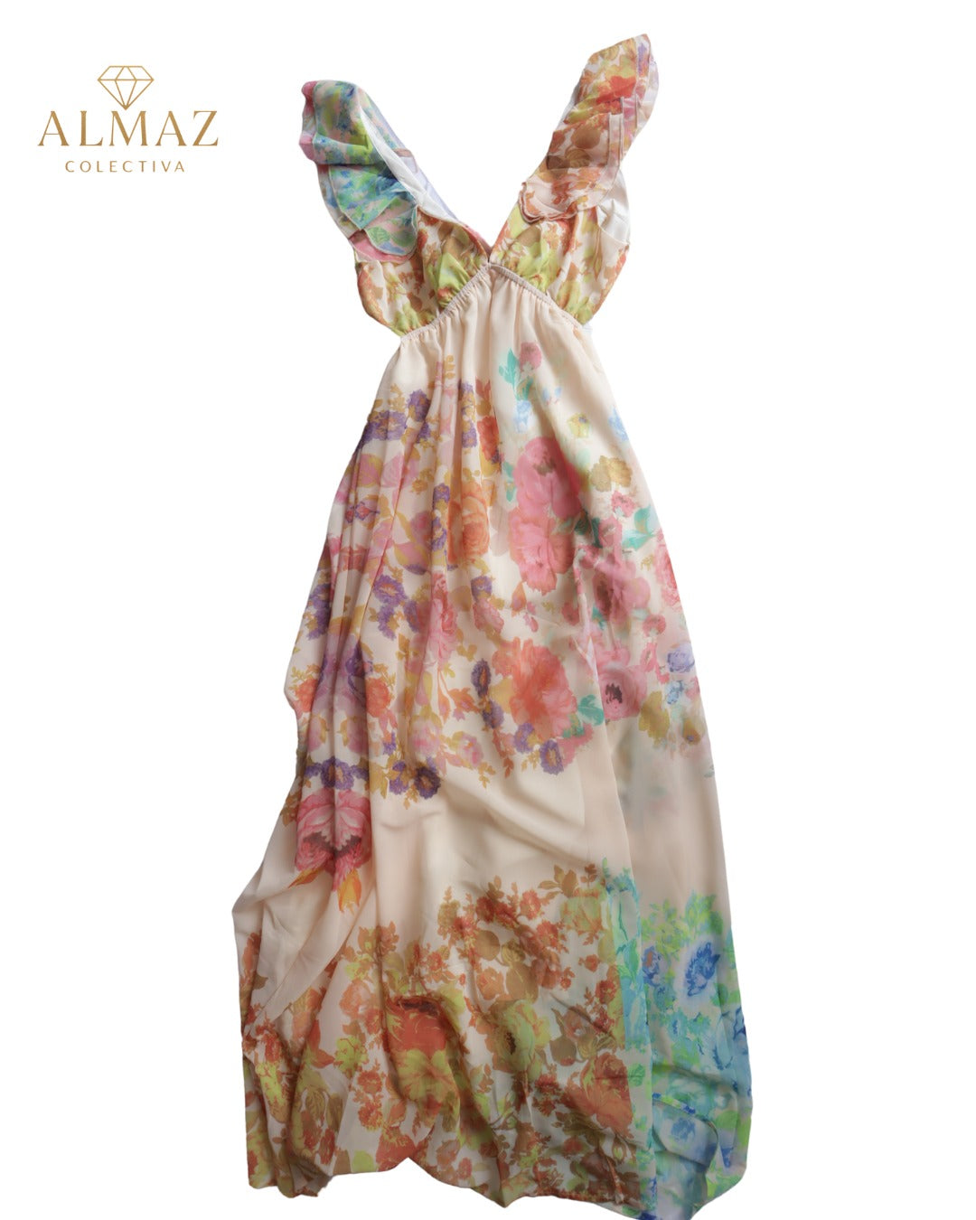 Vestido Boho de Seda Estampado Floral Almaz Colectiva