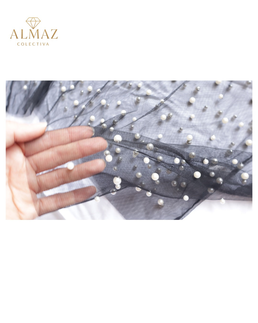 Top de Malla Transparente con Perlas - Elegancia y Sofisticación - Almaz
