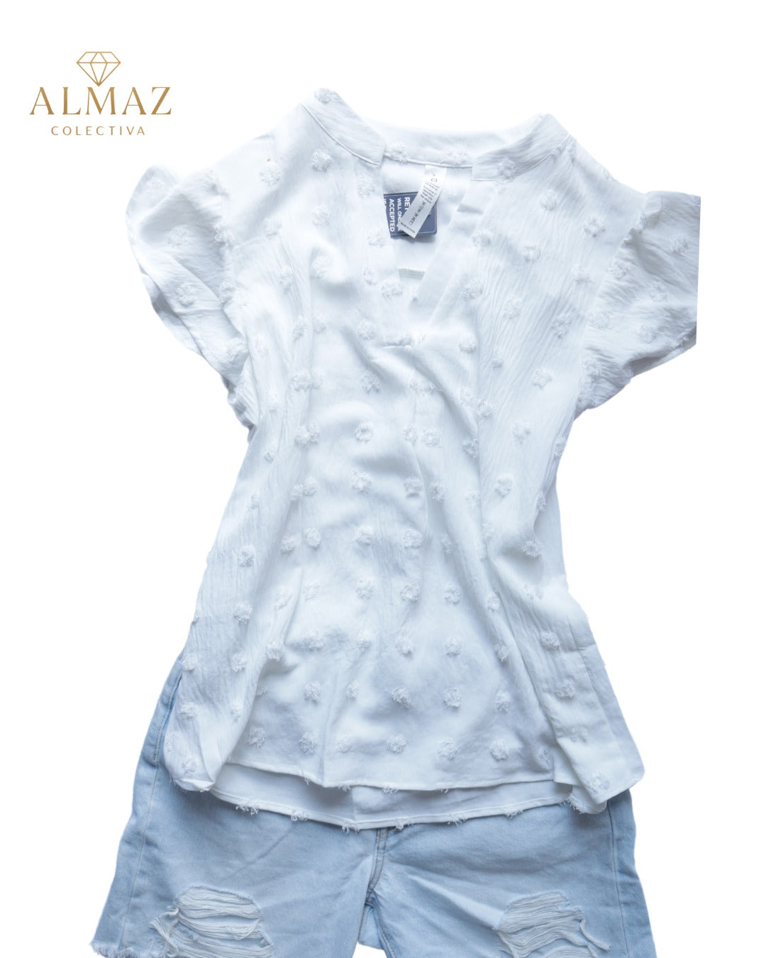 Blusa Texturizada Almaz Colectiva - Frescura y Delicadeza en Blanco - Almaz
